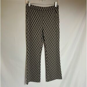 Cropped straight leg beige and black patterned trousers, Size: 4